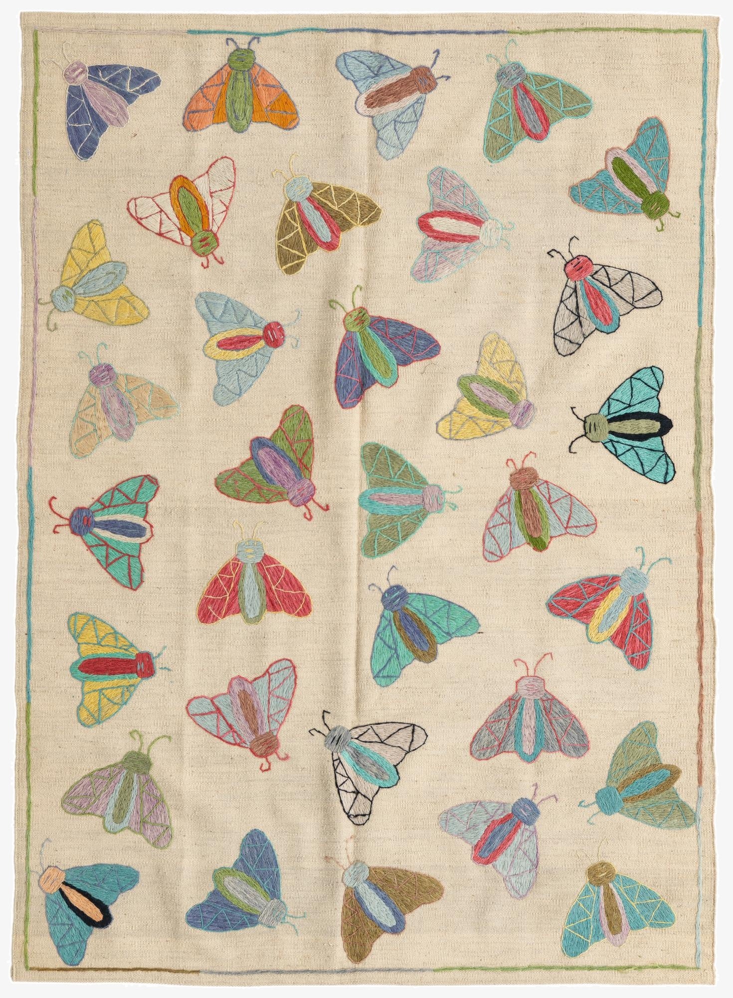  4' 2 x 5' 9  Hand Woven Kilim Suzani Wool Rug