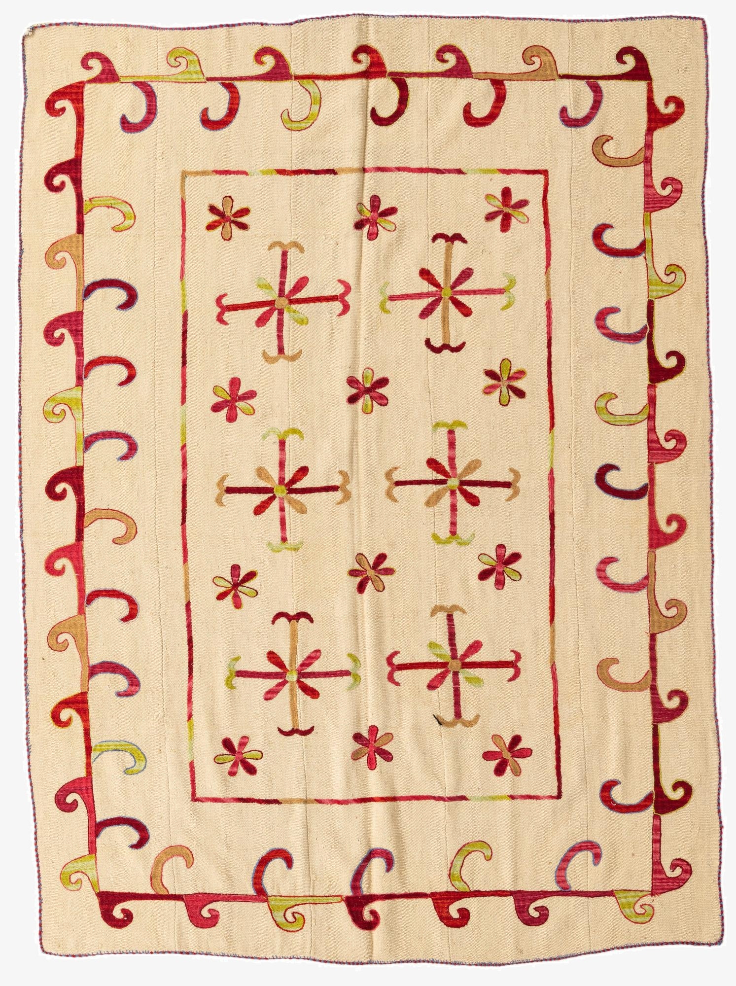  5' 7 x 7' 8  Hand Woven Kilim Suzani Wool Rug