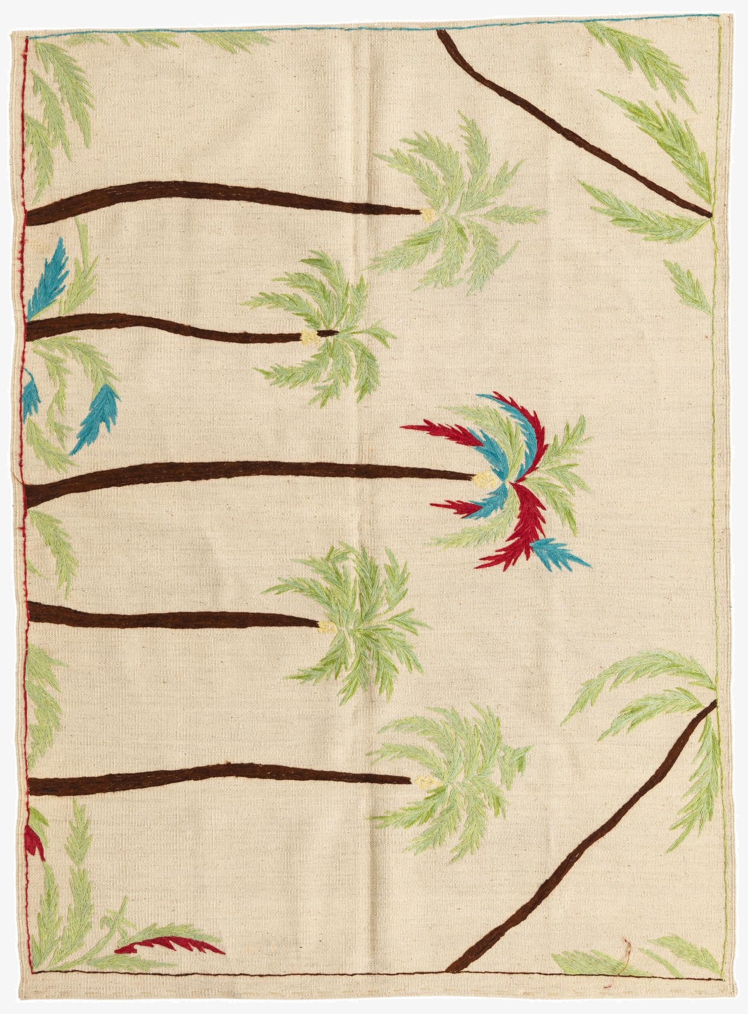  4' 4 x 5' 10  Hand Woven Kilim Suzani Wool Rug