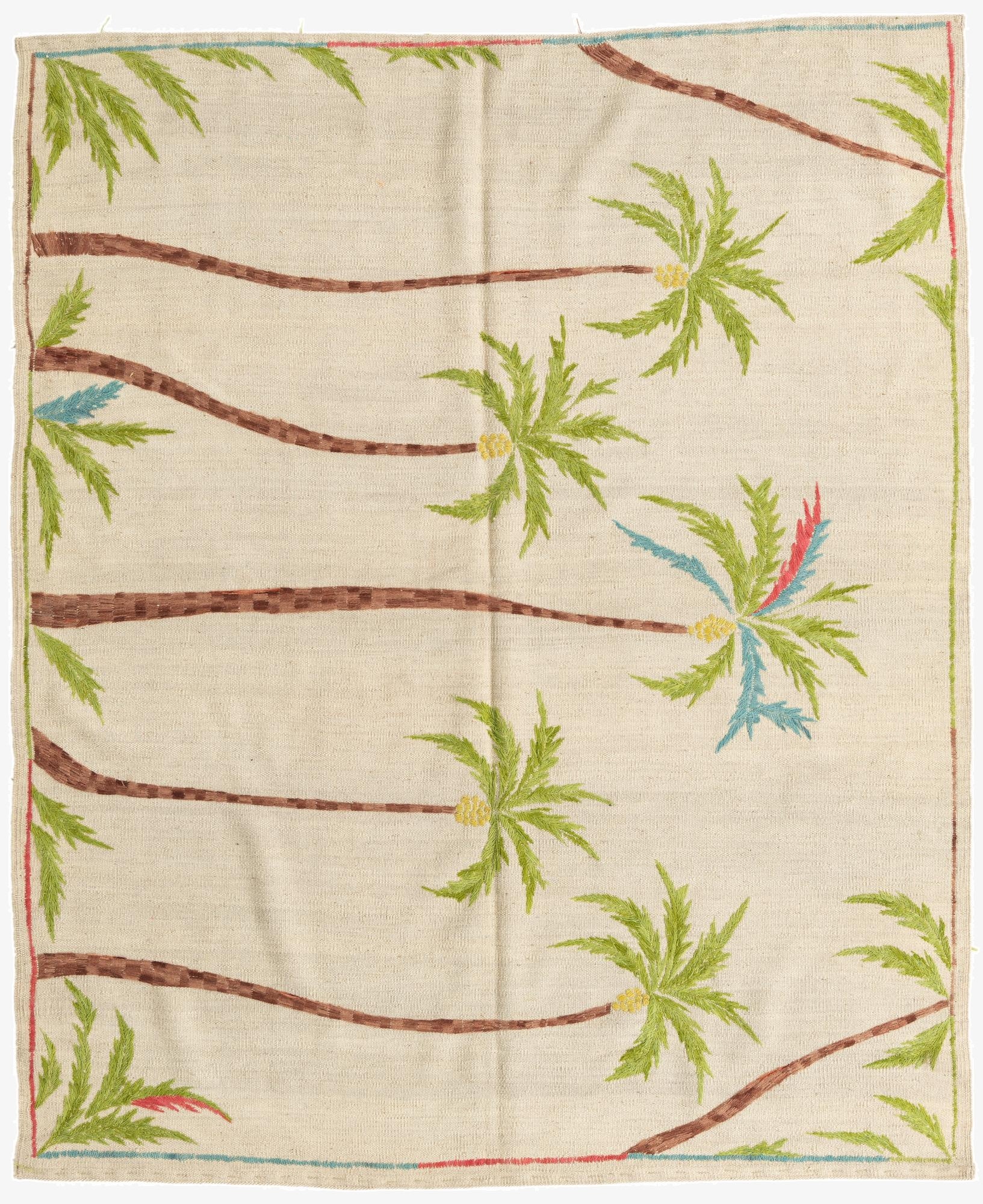  5' 2 x 6' 2  Hand Woven Kilim Suzani Wool Rug