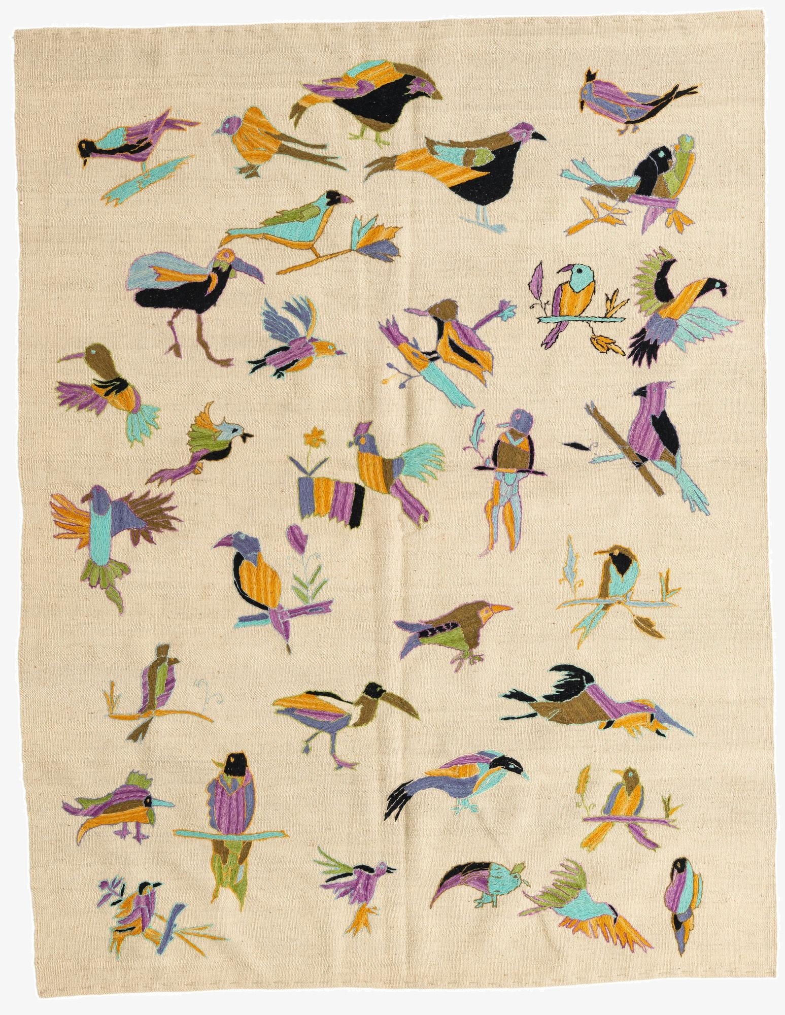  5' 1 x 6' 6  Hand Woven Kilim Suzani Wool Rug