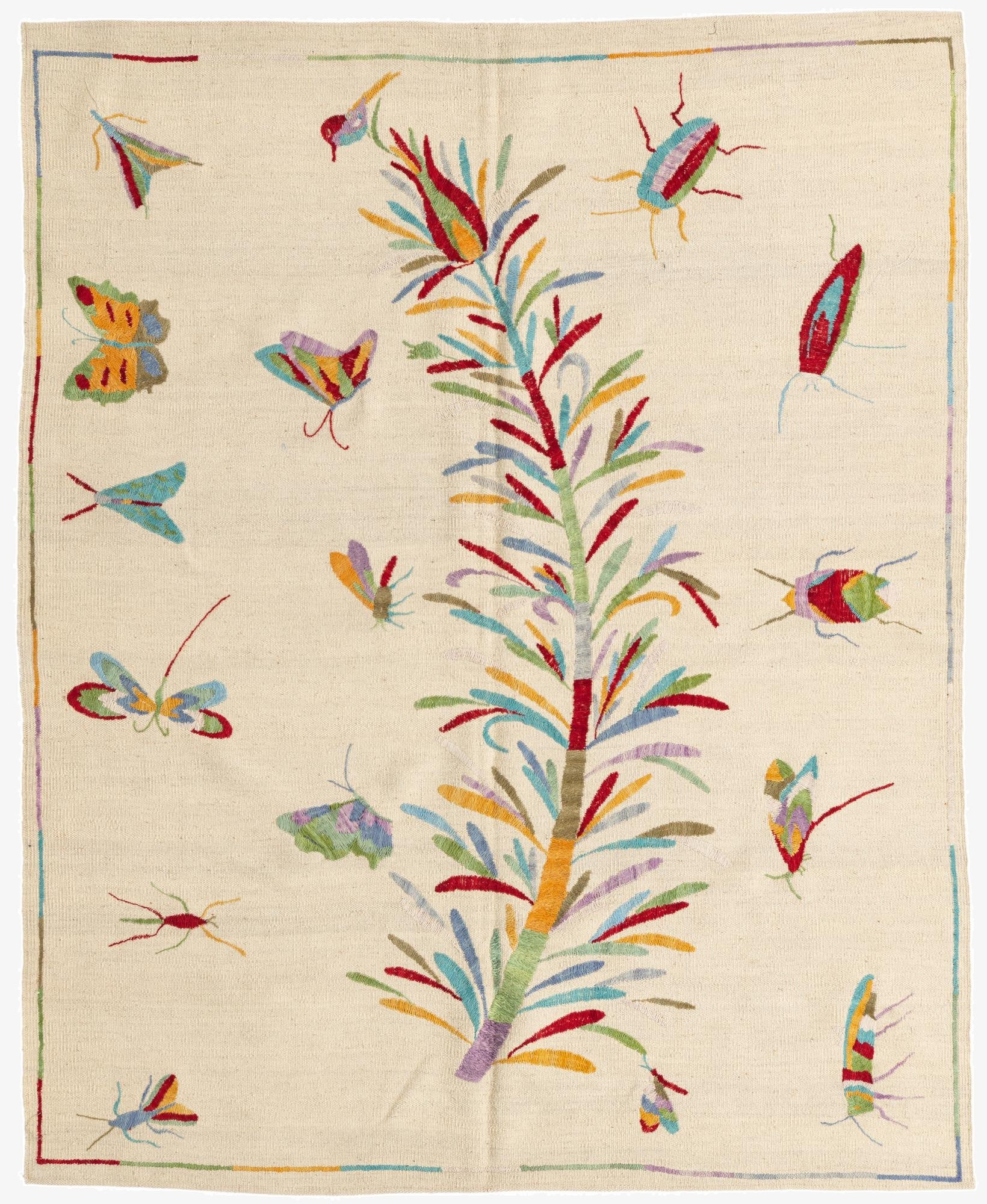  5' 1 x 6' 4  Hand Woven Kilim Suzani Wool Rug