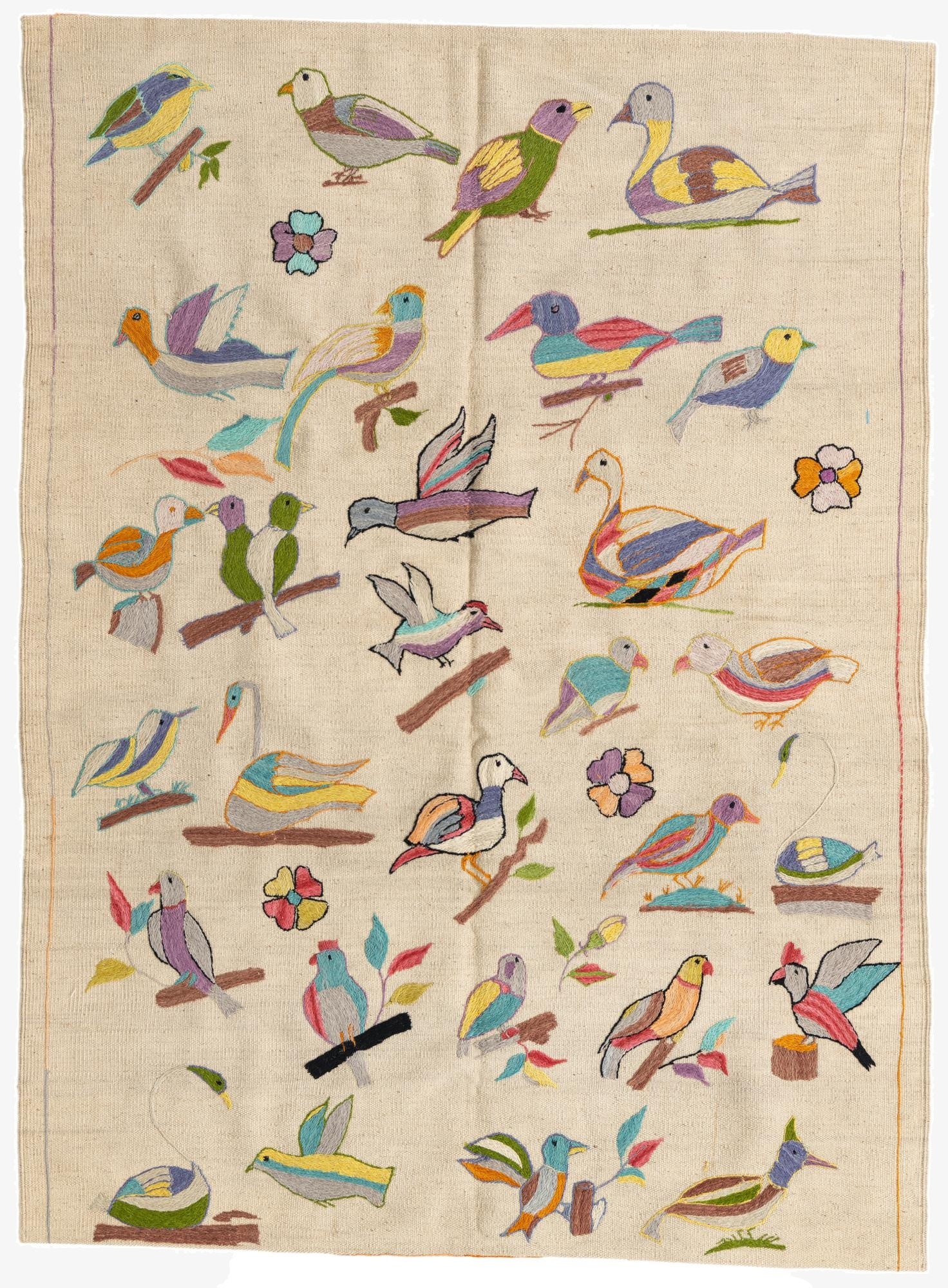  4' 3 x 5' 9  Hand Woven Kilim Suzani Wool Rug