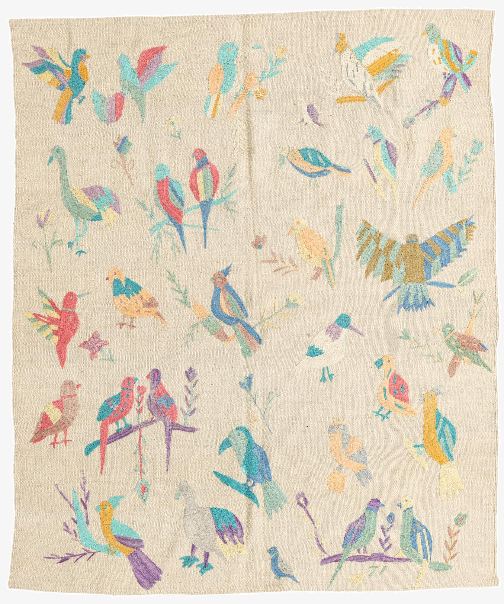  5' 2 x 6' 2  Hand Woven Kilim Suzani Wool Rug