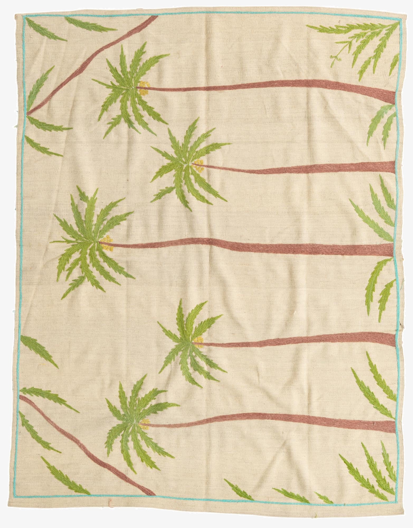  5' 9 x 7' 5  Hand Woven Kilim Suzani Wool Rug