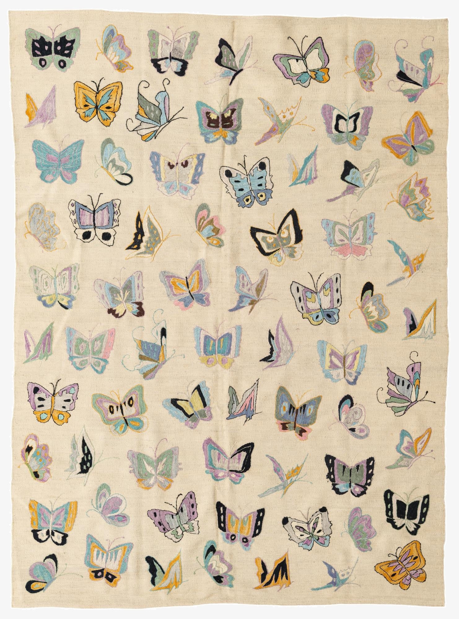  5' 9 x 7' 9  Hand Woven Kilim Suzani Wool Rug