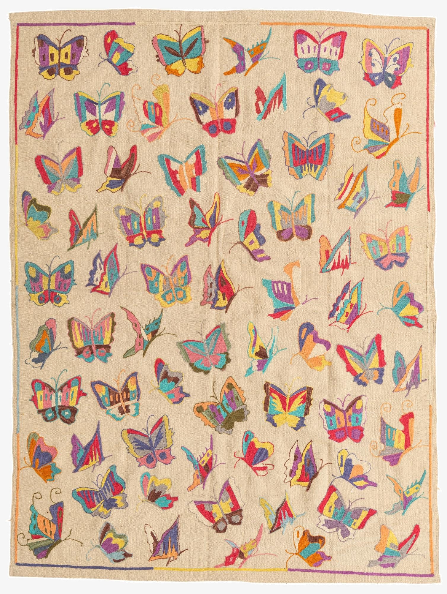  5' 8 x 7' 7  Hand Woven Kilim Suzani Wool Rug