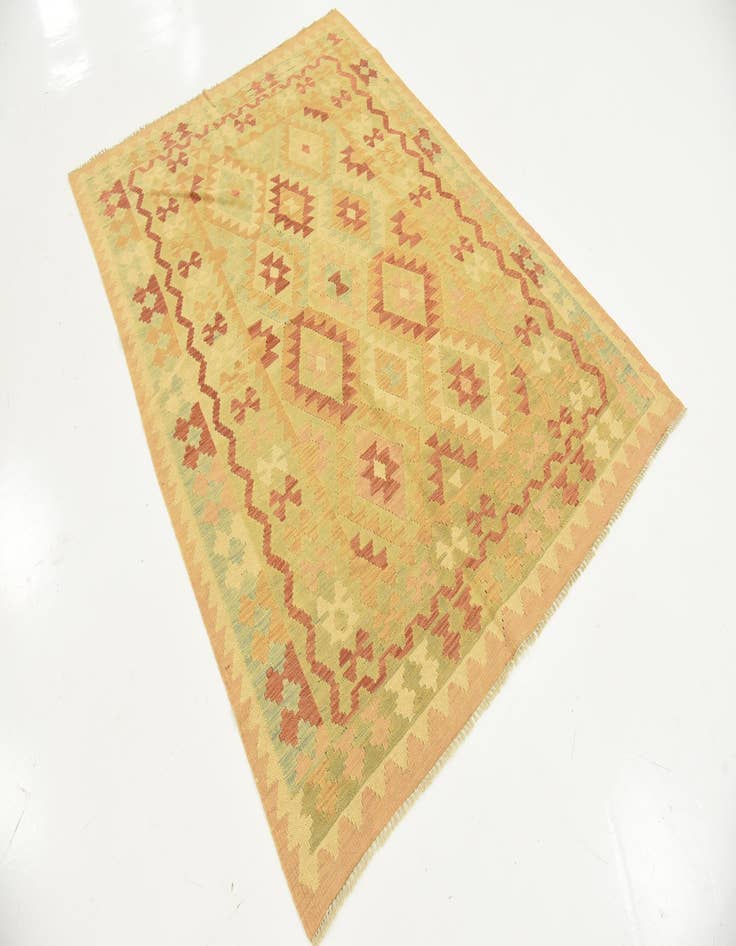 Detail image of  4' 9 x 6' 8  Hand Woven Kilim Waziri Wool Rug