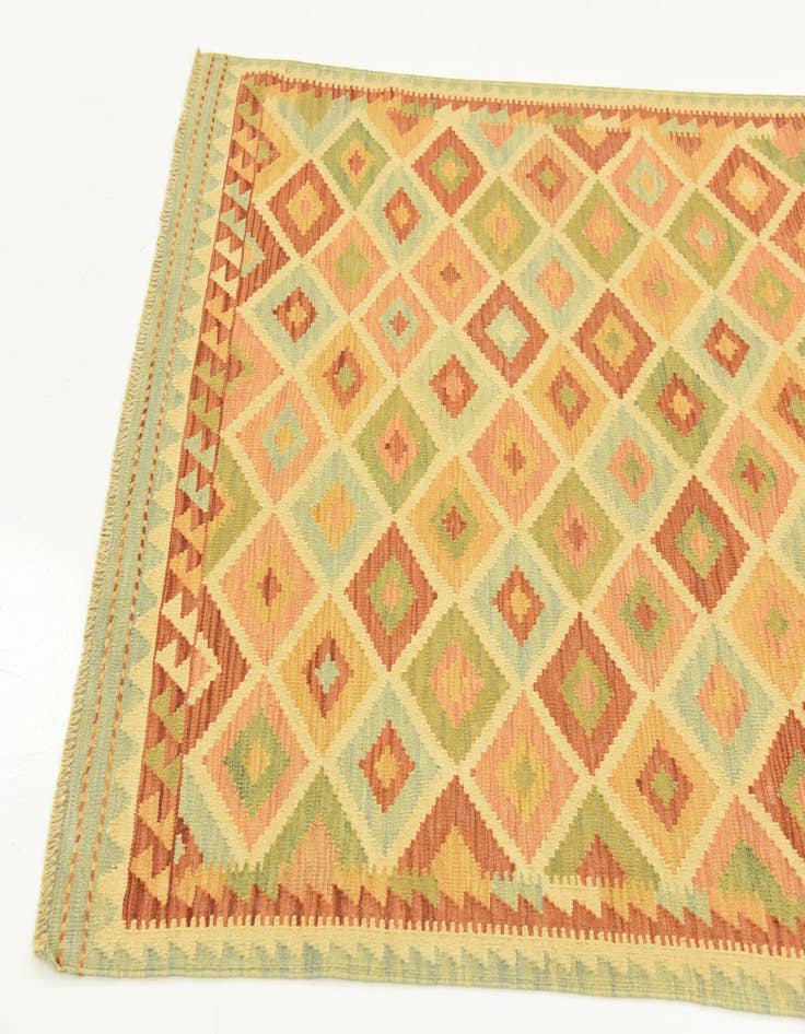 Detail image of  3' 10 x 6'  Hand Woven Kilim Waziri Wool Rug