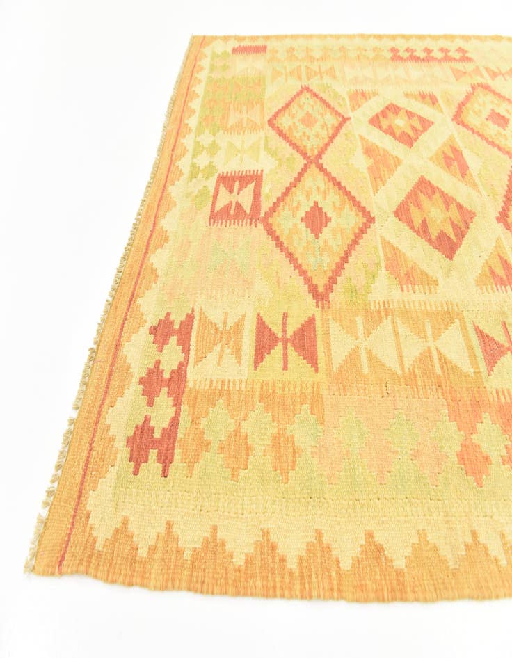 Detail image of  3' 8 x 6' 10  Hand Woven Kilim Waziri Wool Rug
