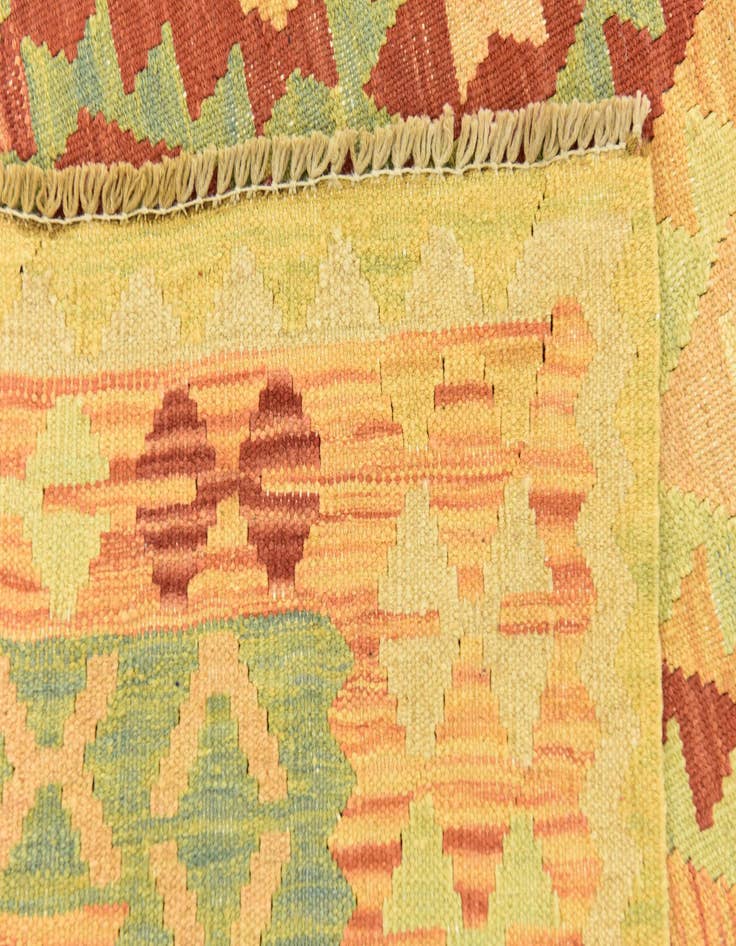 Detail image of  4' 2 x 6'  Hand Woven Kilim Waziri Wool Rug
