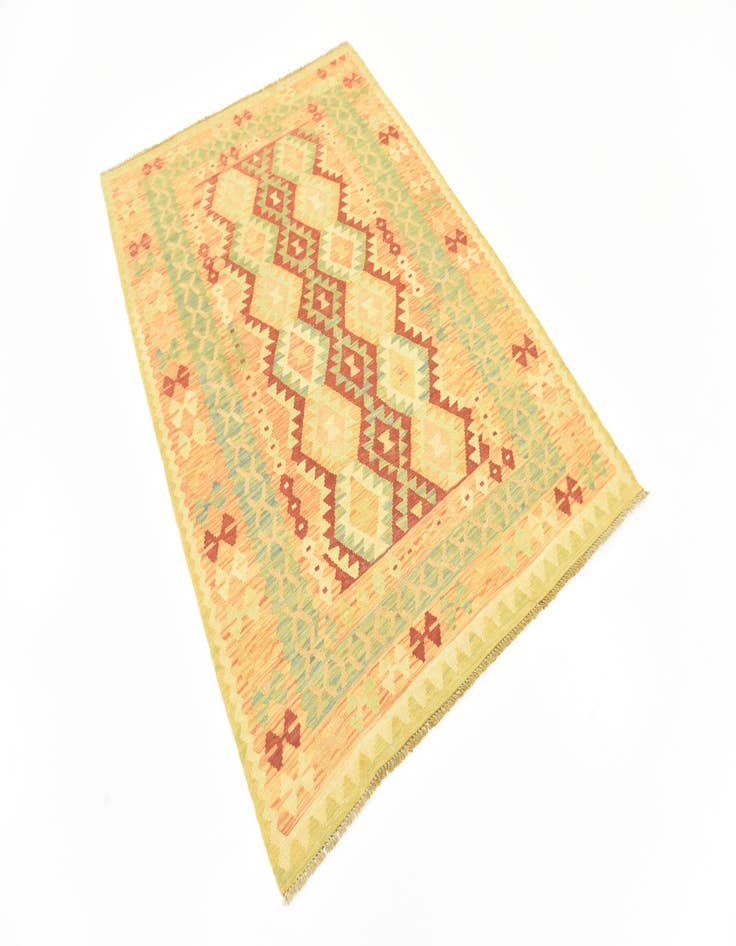 Detail image of  4' 2 x 6'  Hand Woven Kilim Waziri Wool Rug