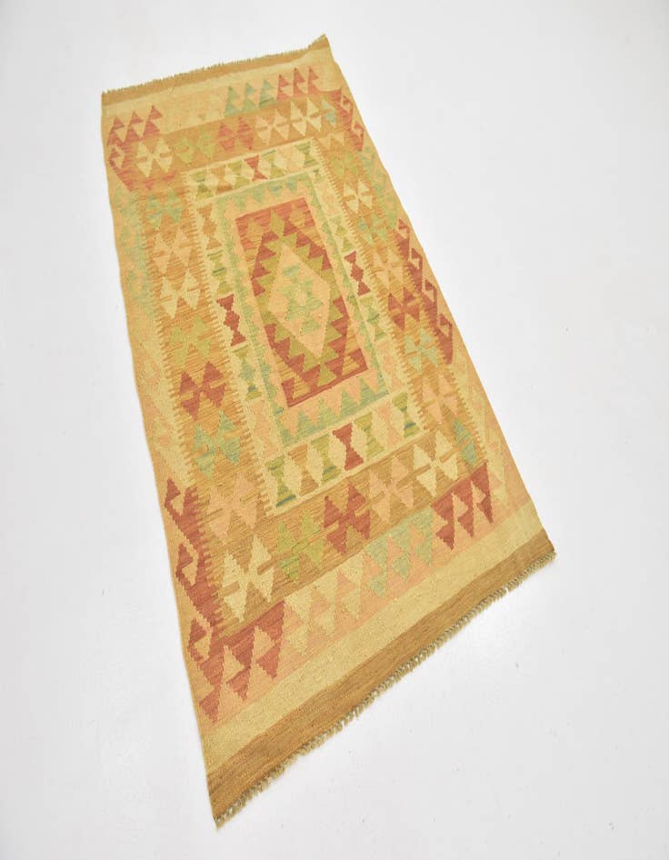 Detail image of  3' 4 x 5'  Hand Woven Kilim Waziri Wool Rug