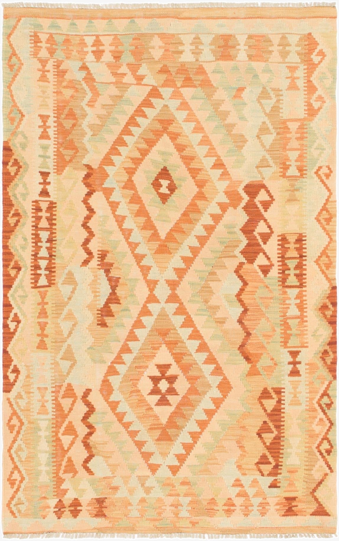  3' 3 x 5' 2  Hand Woven Kilim Waziri Wool Rug
