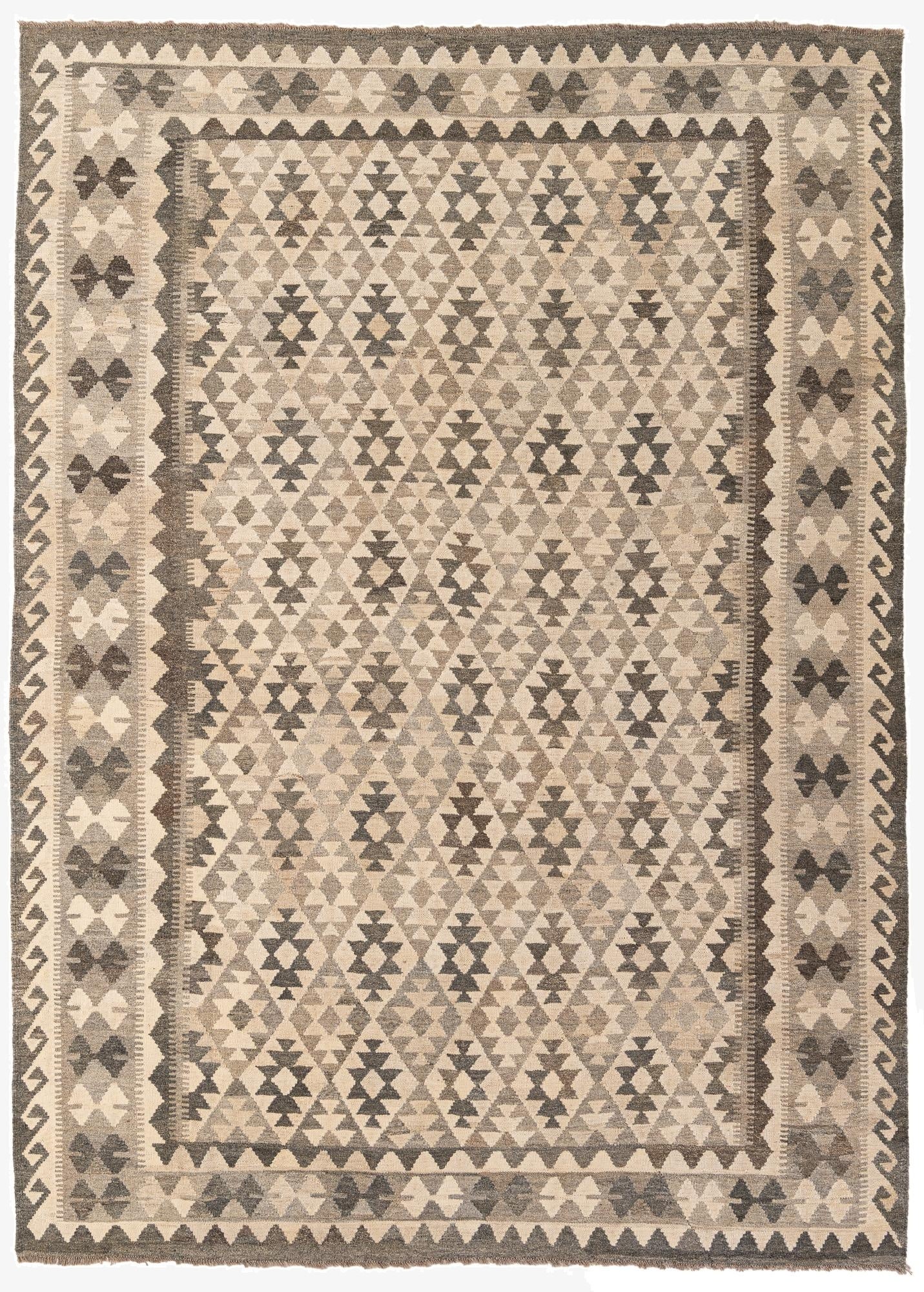  6' 11 x 9' 7  Hand Woven Kundan Kilim Wool Rug