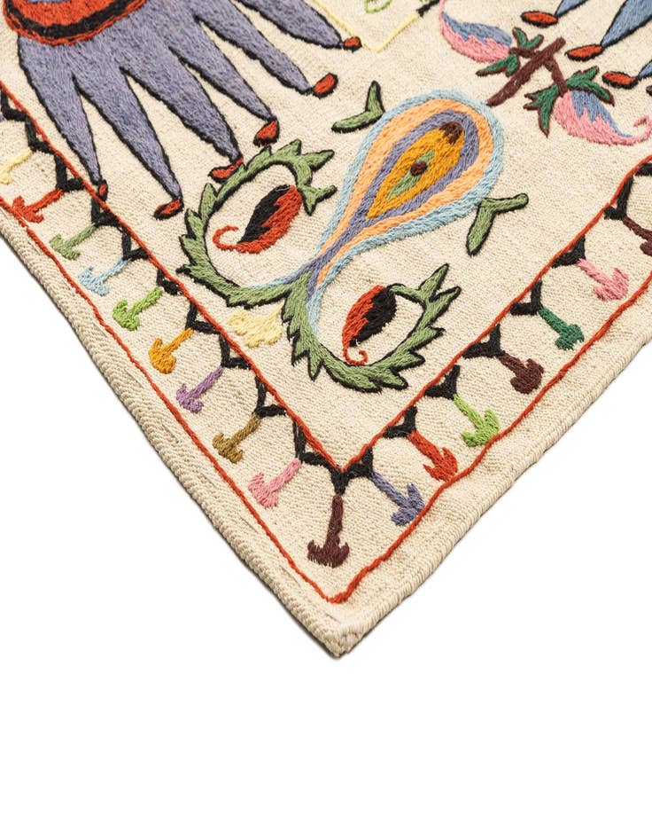 Detail image of  4' 10 x 6' 5  Hand Knotted Marok Kilim Rug