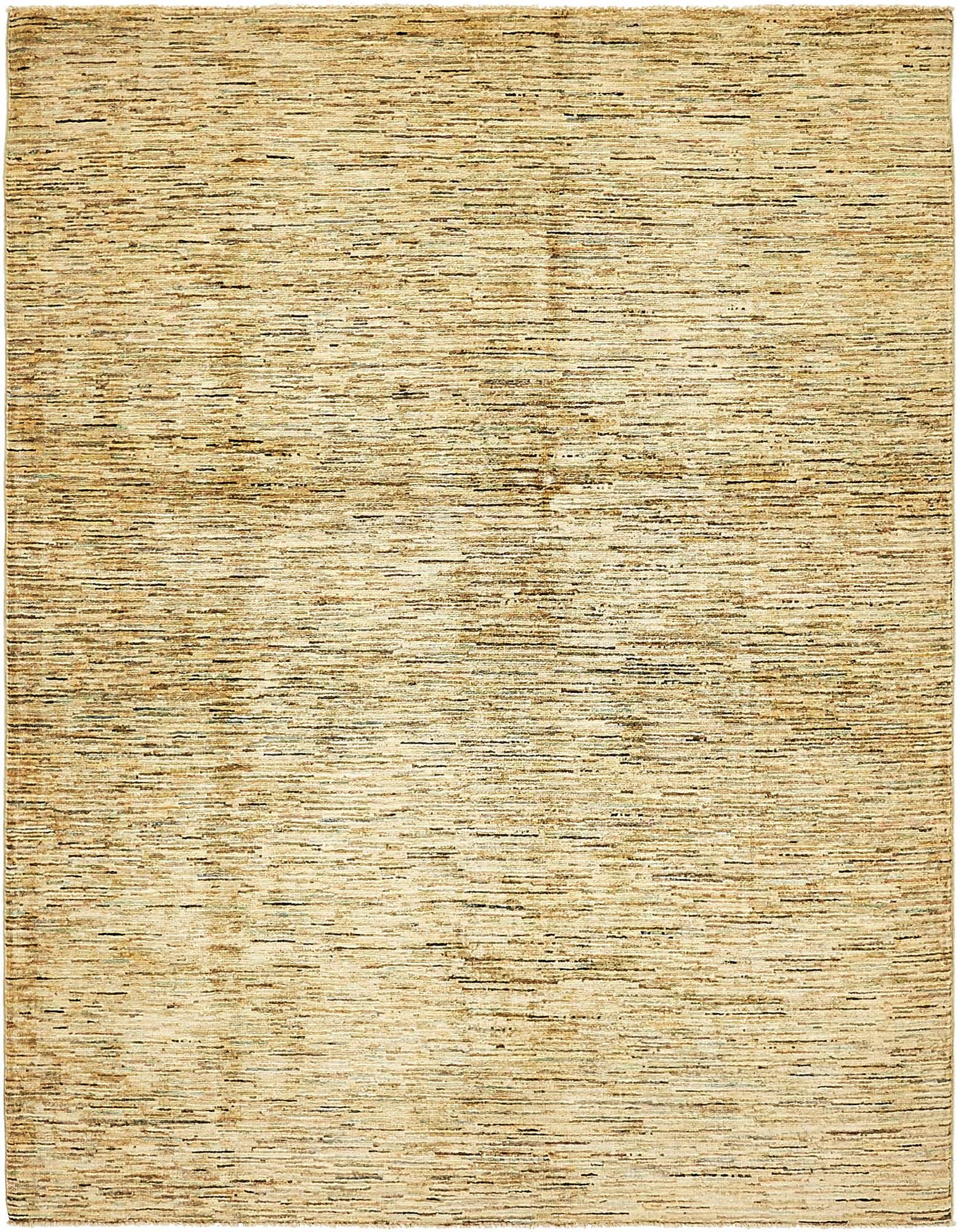 A 4x6 rectangular Rugs.com Modern Ziegler rug in ivory and cream, featuring a thin pile and abstract, horizontal striations.