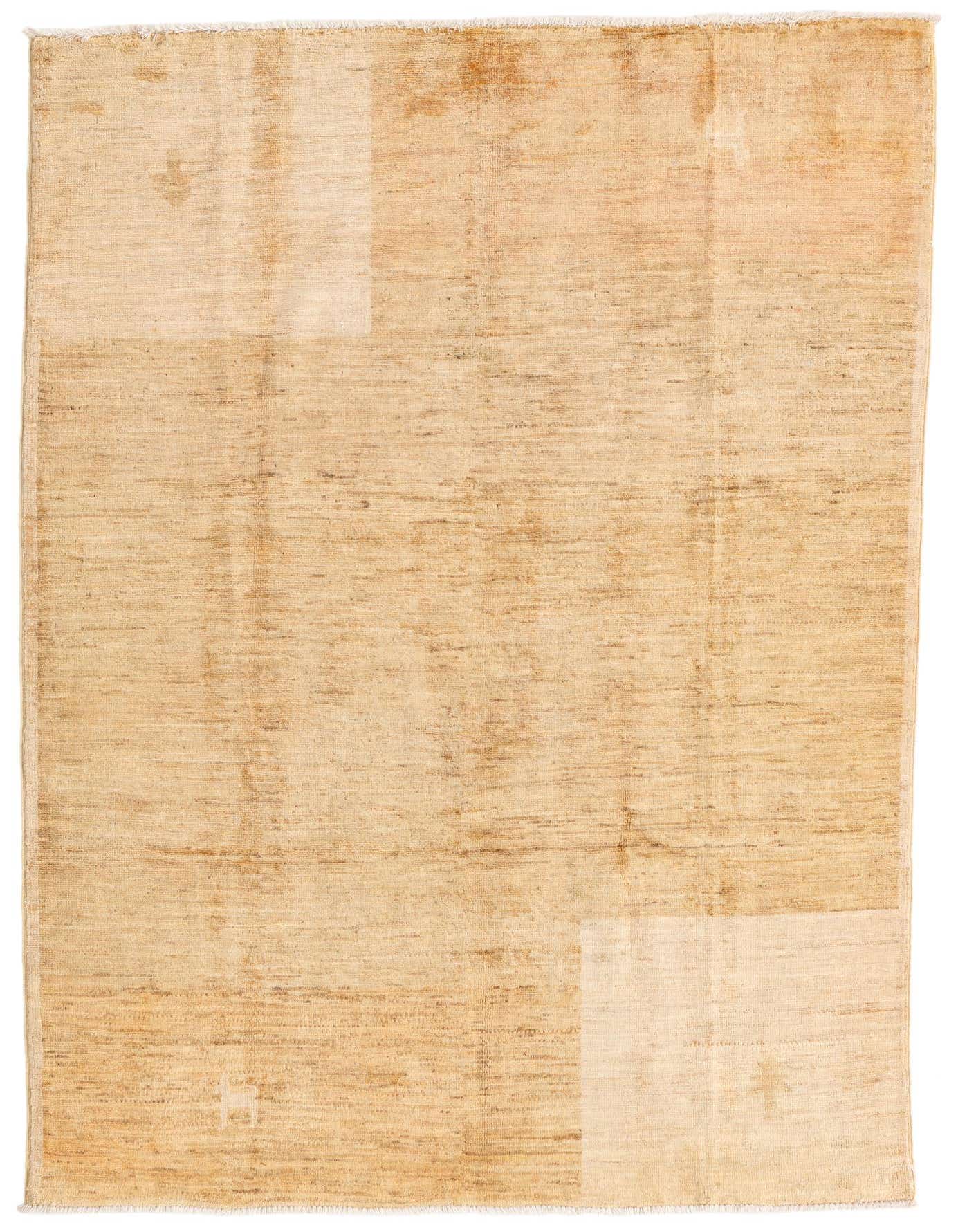 A 4x6 rectangular Rugs.com Modern Ziegler rug in varying shades of ivory and cream, with a subtle, distressed pattern.