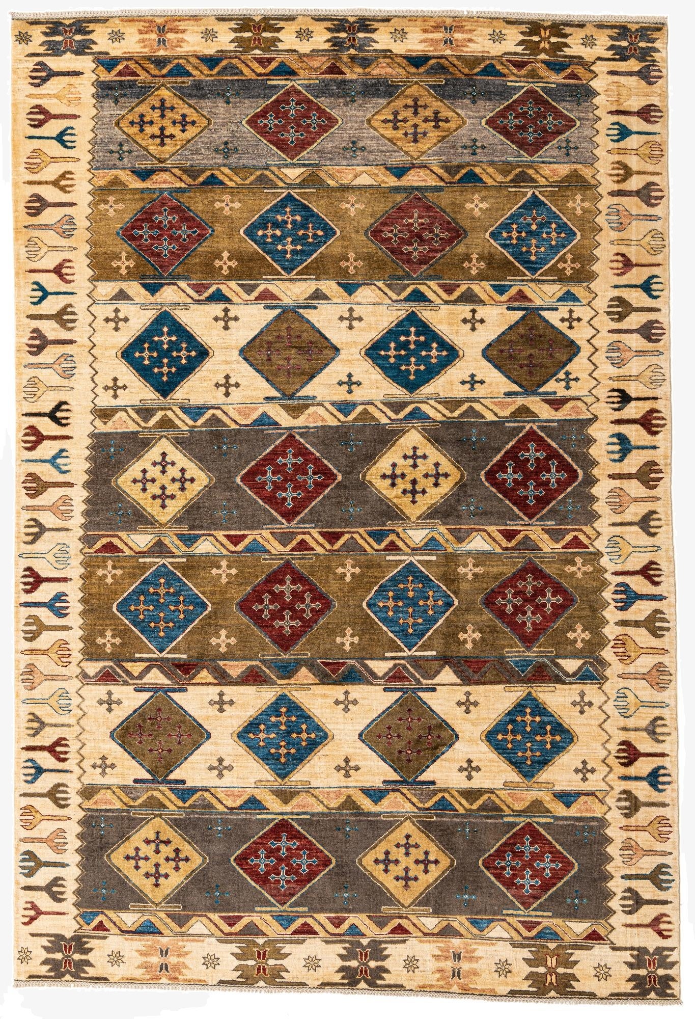  6' 7 x 9' 9  Hand Knotted Modern Ziegler Rug