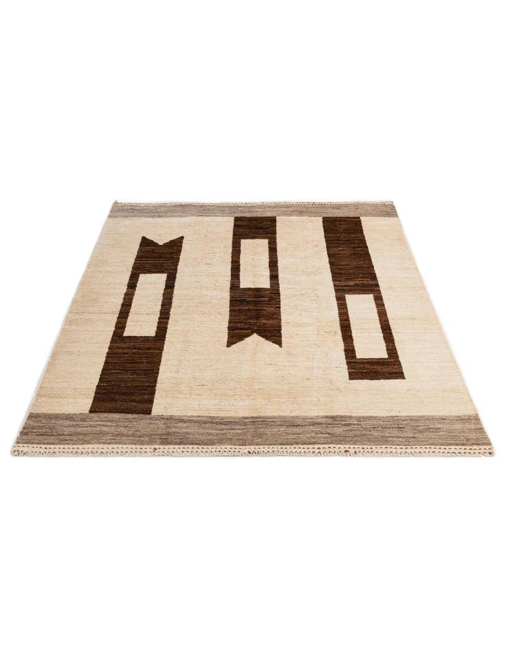 Detail image of  4' 11 x 6' 7  Hand Knotted Moroccan Wool Rug