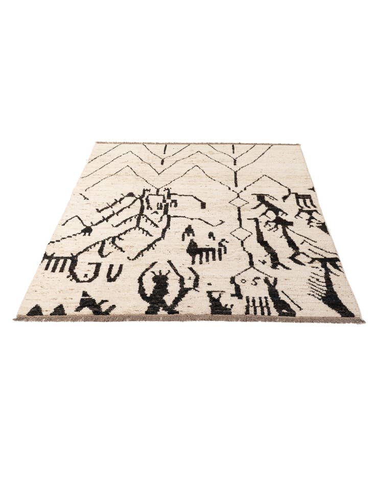 Detail image of  6' 8 x 9' 5  Hand Knotted Moroccan Wool Rug