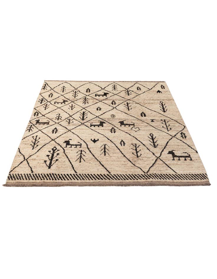 Detail image of  6' 9 x 9' 11  Hand Knotted Moroccan Wool Rug