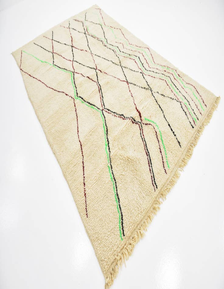 Detail image of  6' 7 x 10'  Hand Knotted Moroccan Wool Rug