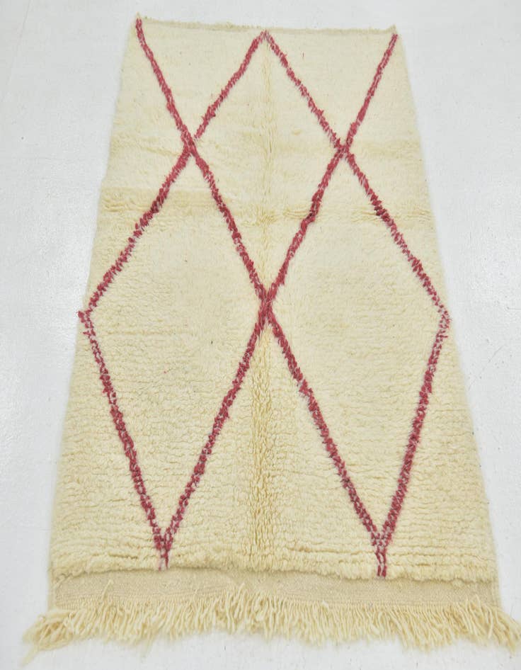 Detail image of  3' 4 x 4' 7  Hand Knotted Moroccan Wool Rug