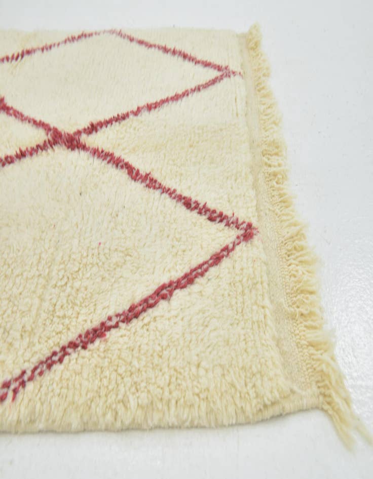 Detail image of  3' 4 x 4' 7  Hand Knotted Moroccan Wool Rug