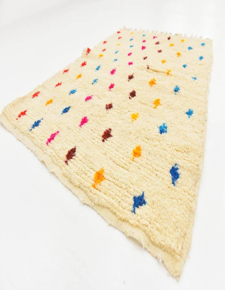 Detail image of  3' 4 x 4' 9  Hand Knotted Moroccan Wool Rug