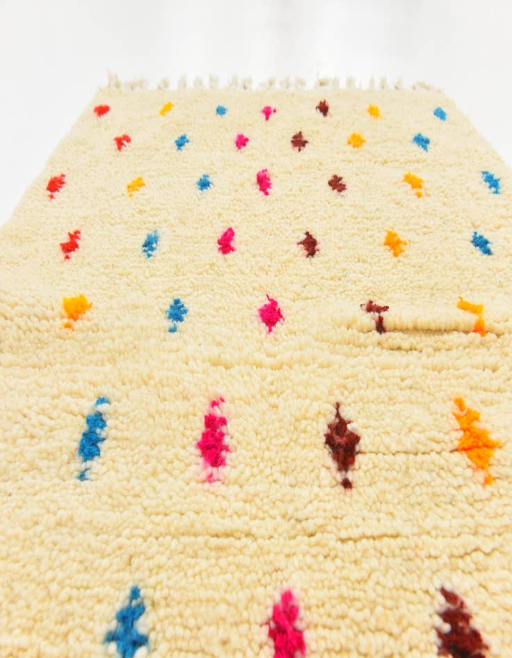 Detail image of  3' 4 x 4' 9  Hand Knotted Moroccan Wool Rug