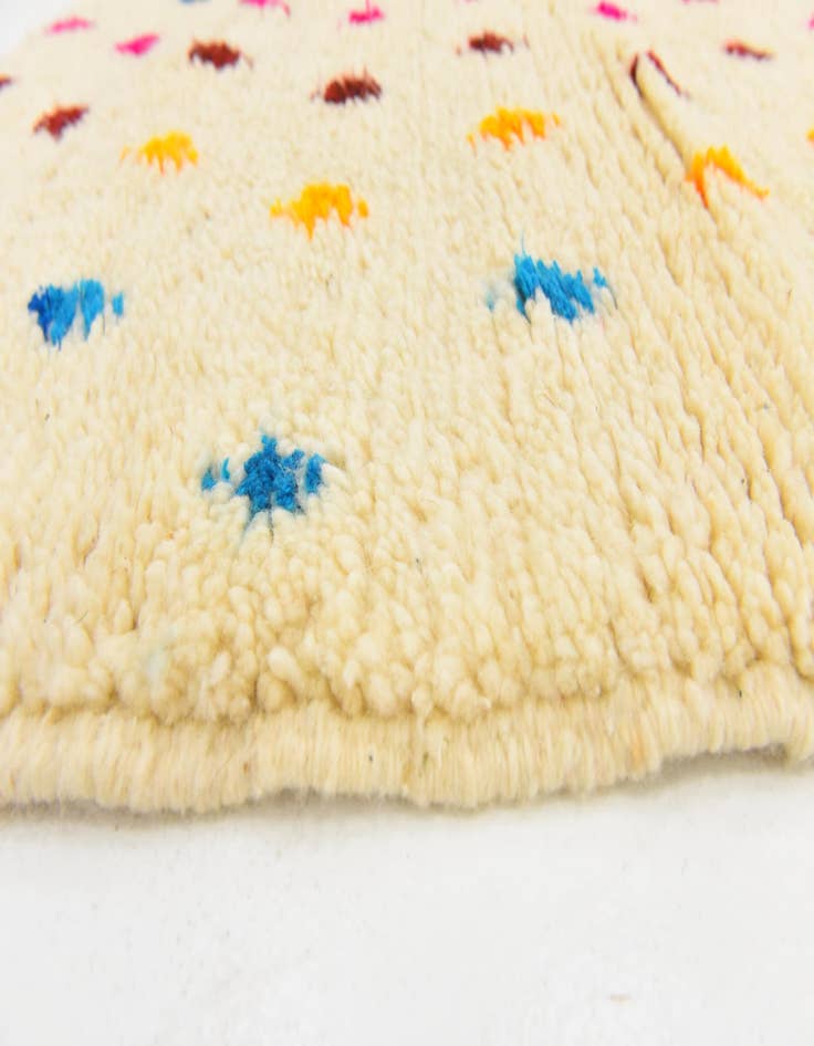 Detail image of  3' 4 x 4' 9  Hand Knotted Moroccan Wool Rug