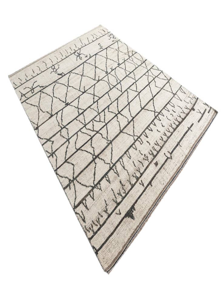 Detail image of  7' 8 x 10'  Hand Knotted Moroccan Wool Rug