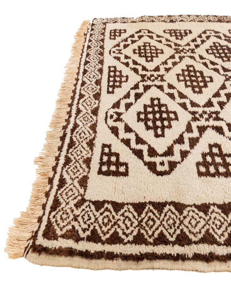 Detail image of  3' 8 x 7'  Hand Knotted Moroccan Wool Rug