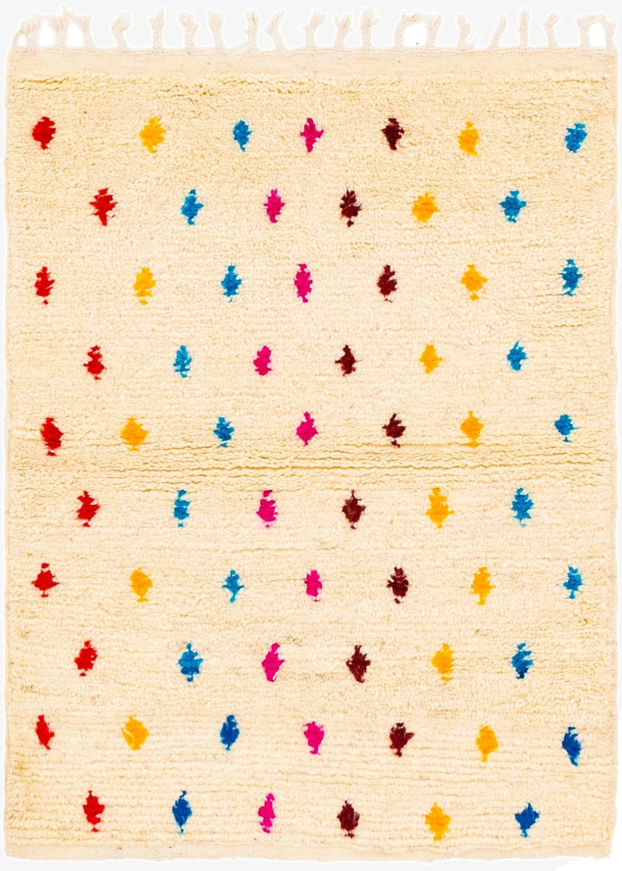  3' 4 x 4' 9  Hand Knotted Moroccan Wool Rug