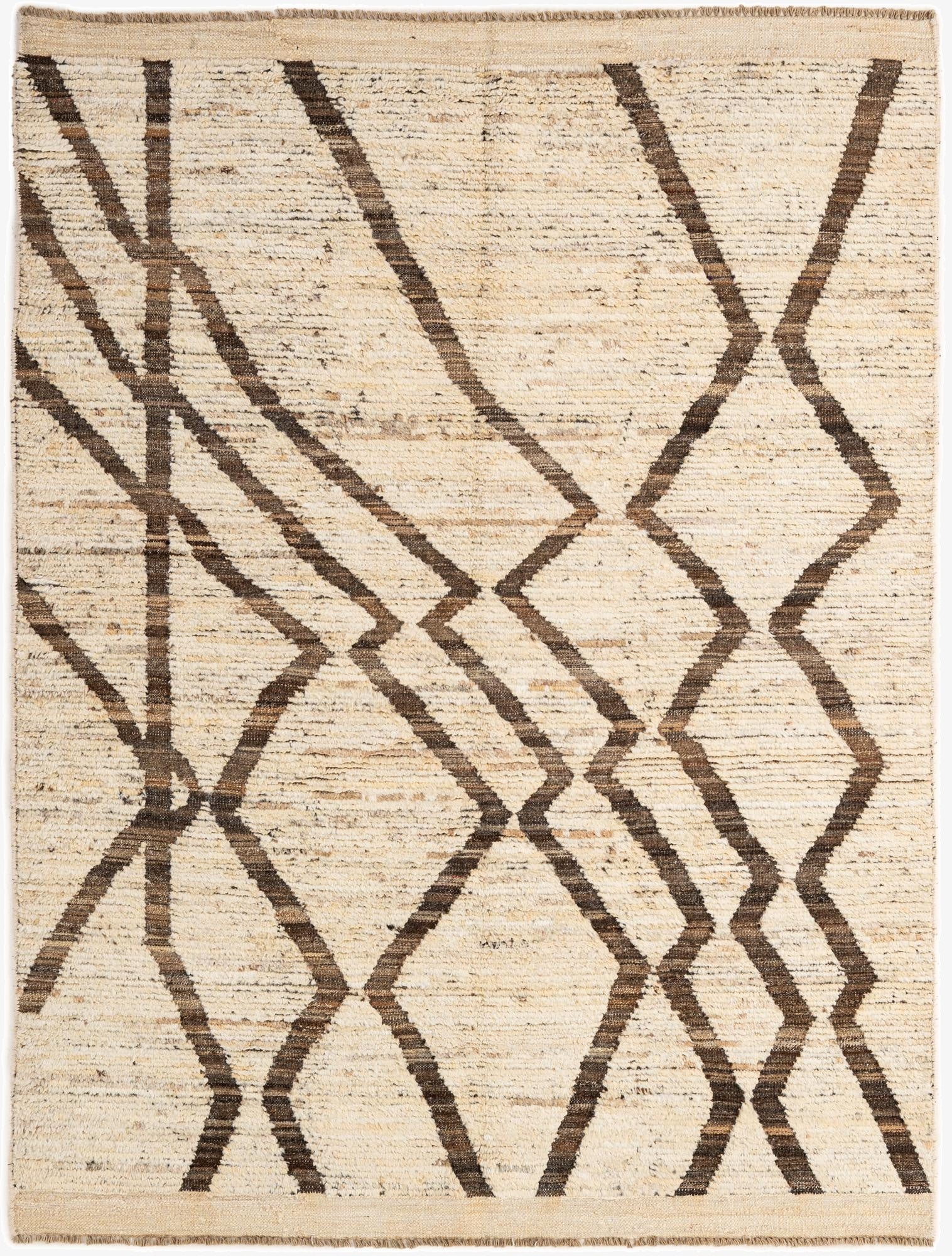  5' 1 x 6' 5  Hand Knotted Moroccan Wool Rug