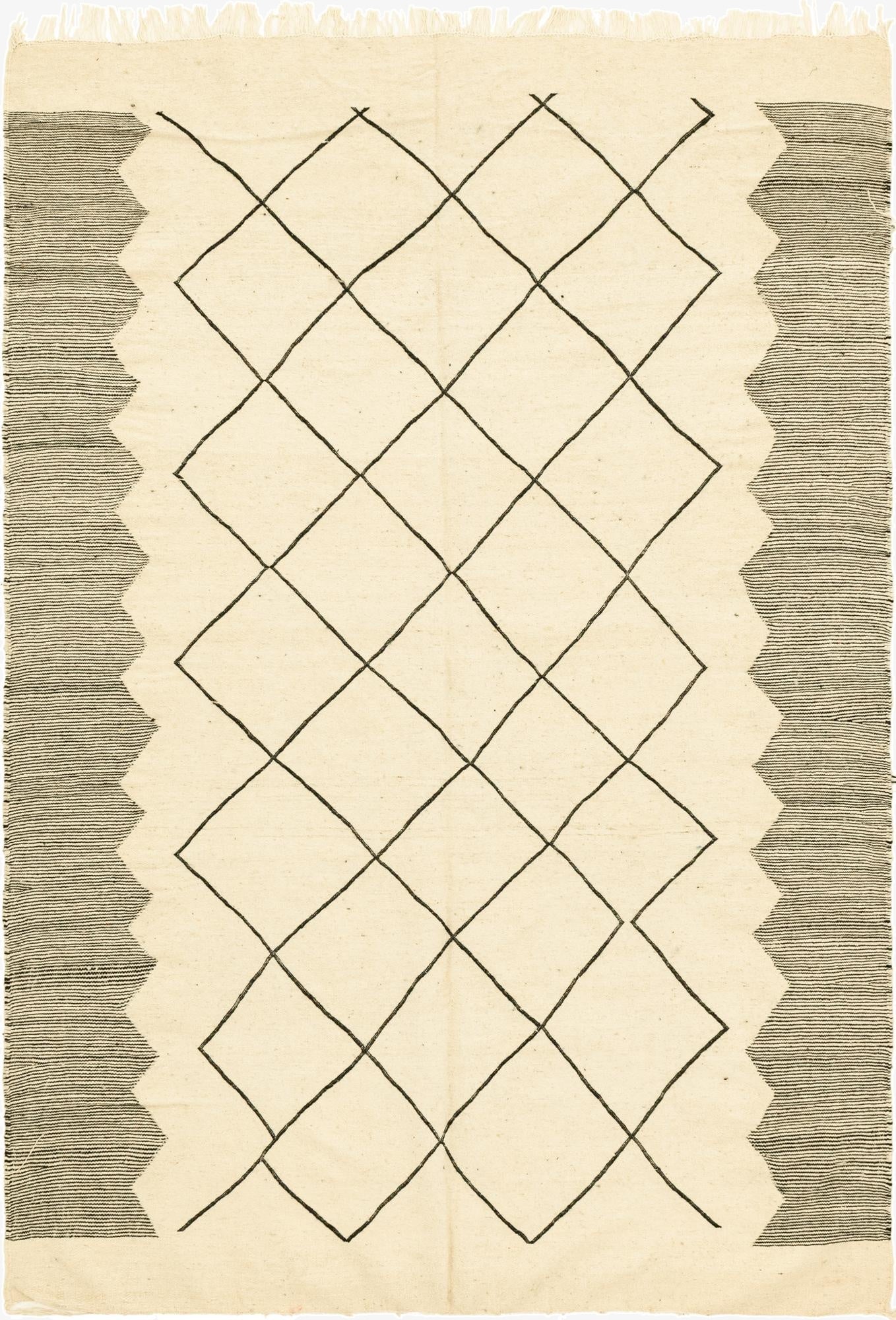  6' 4 x 9' 2  Hand Knotted Moroccan Wool Rug