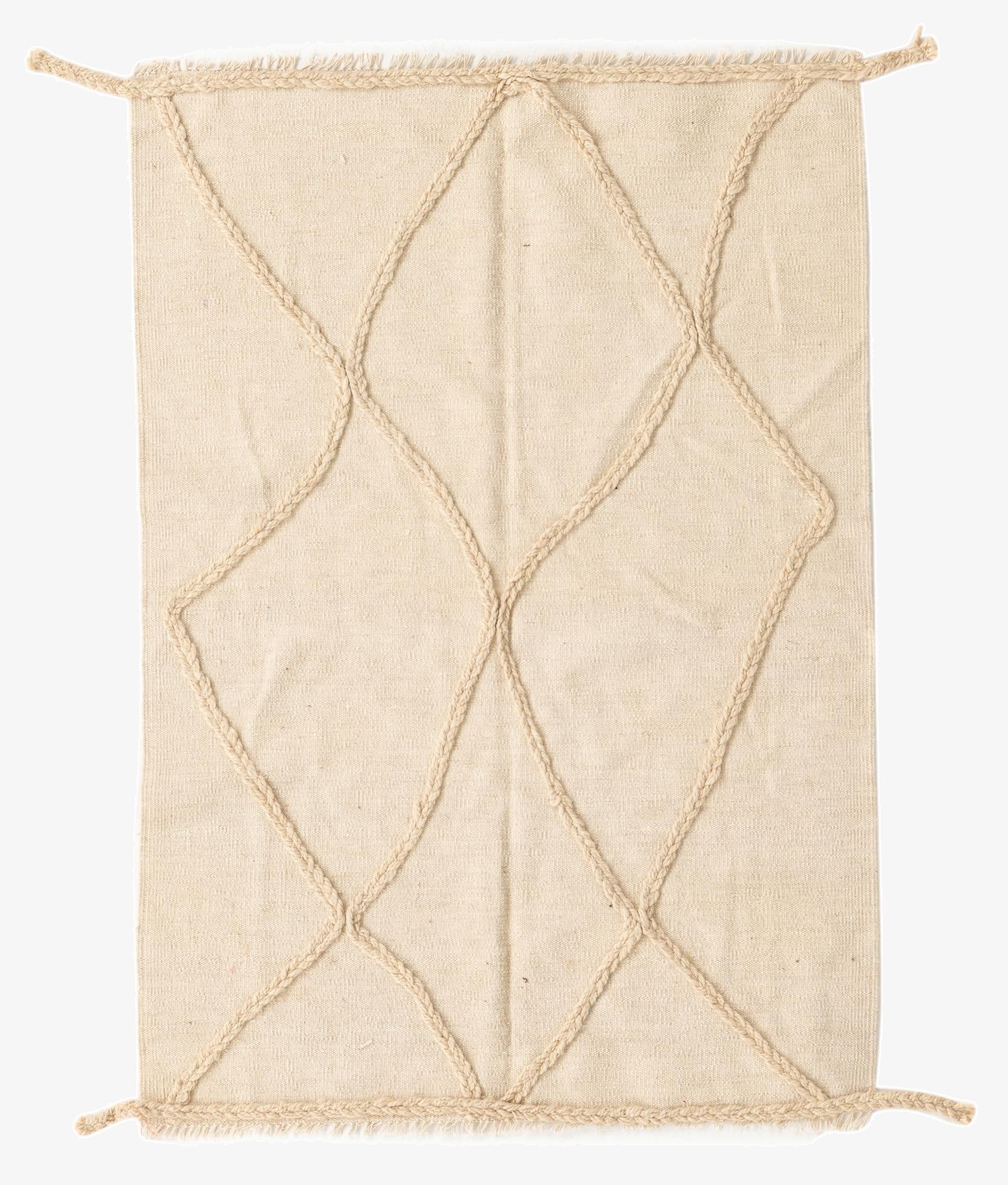  3' 4 x 4' 9  Hand Knotted Moroccan Wool Rug