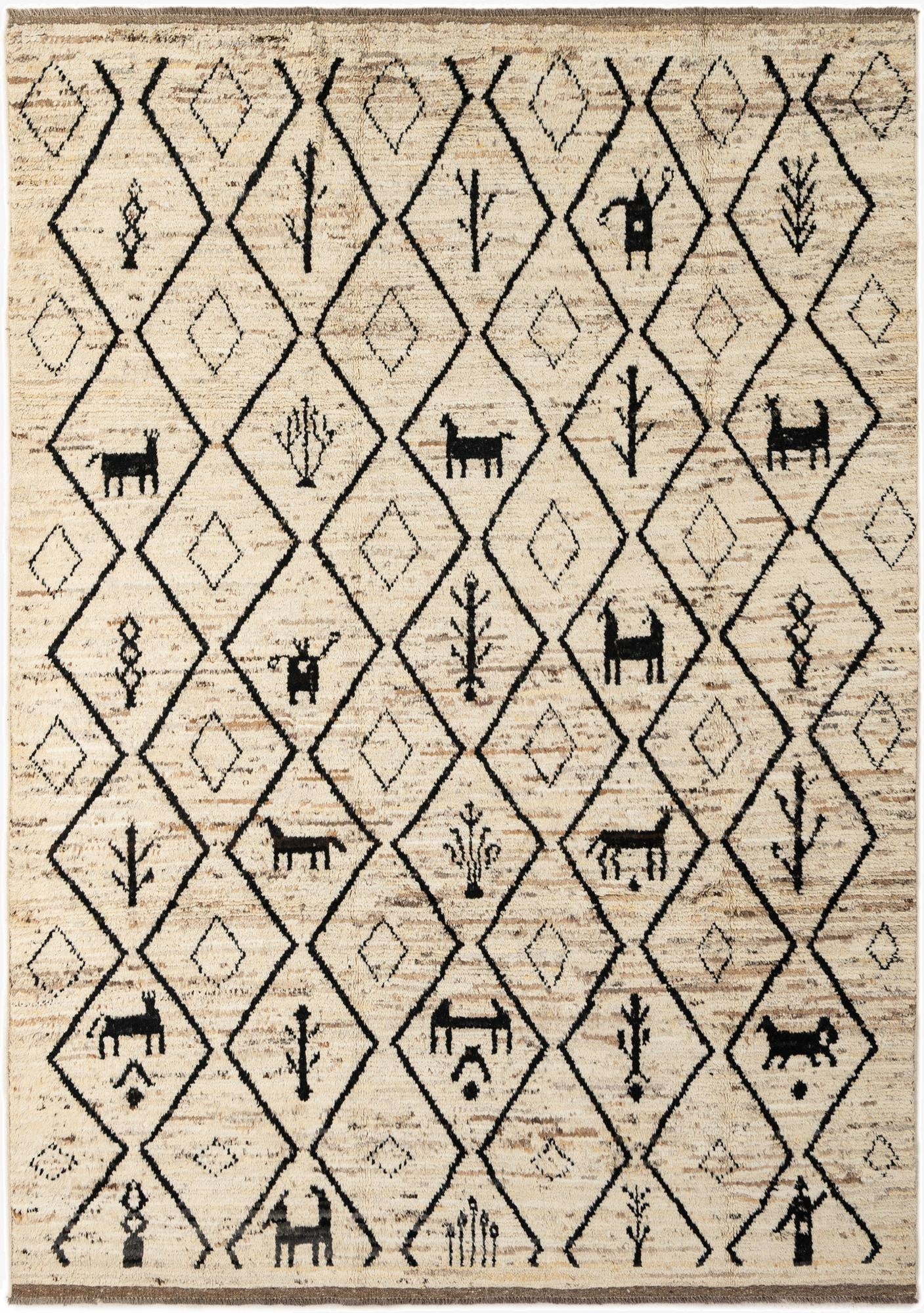  6' 9 x 9' 8  Hand Knotted Moroccan Wool Rug