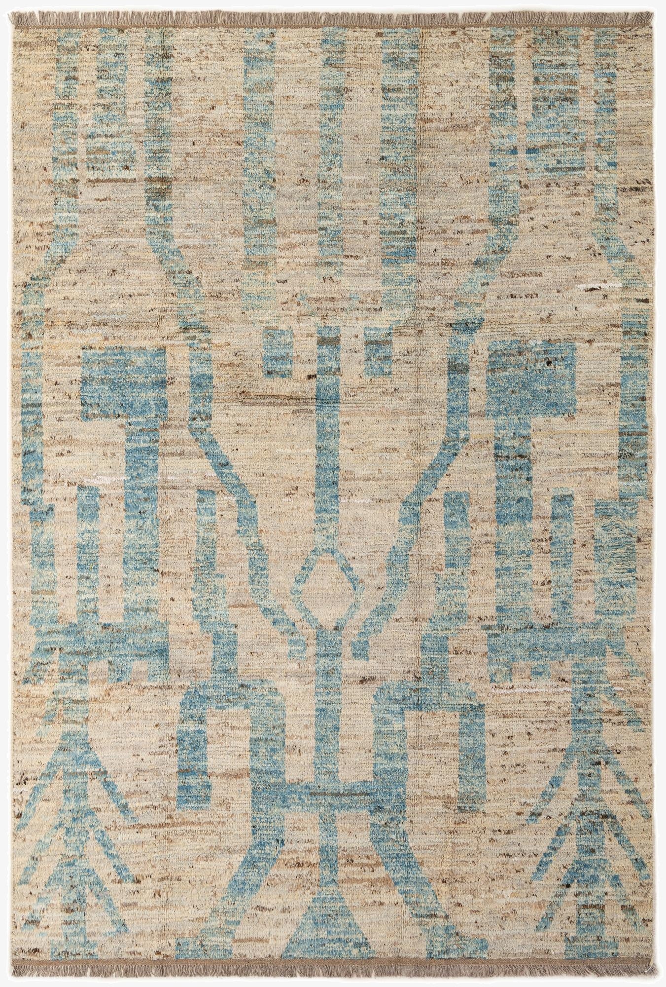  6' 5 x 9' 5  Hand Knotted Moroccan Wool Rug