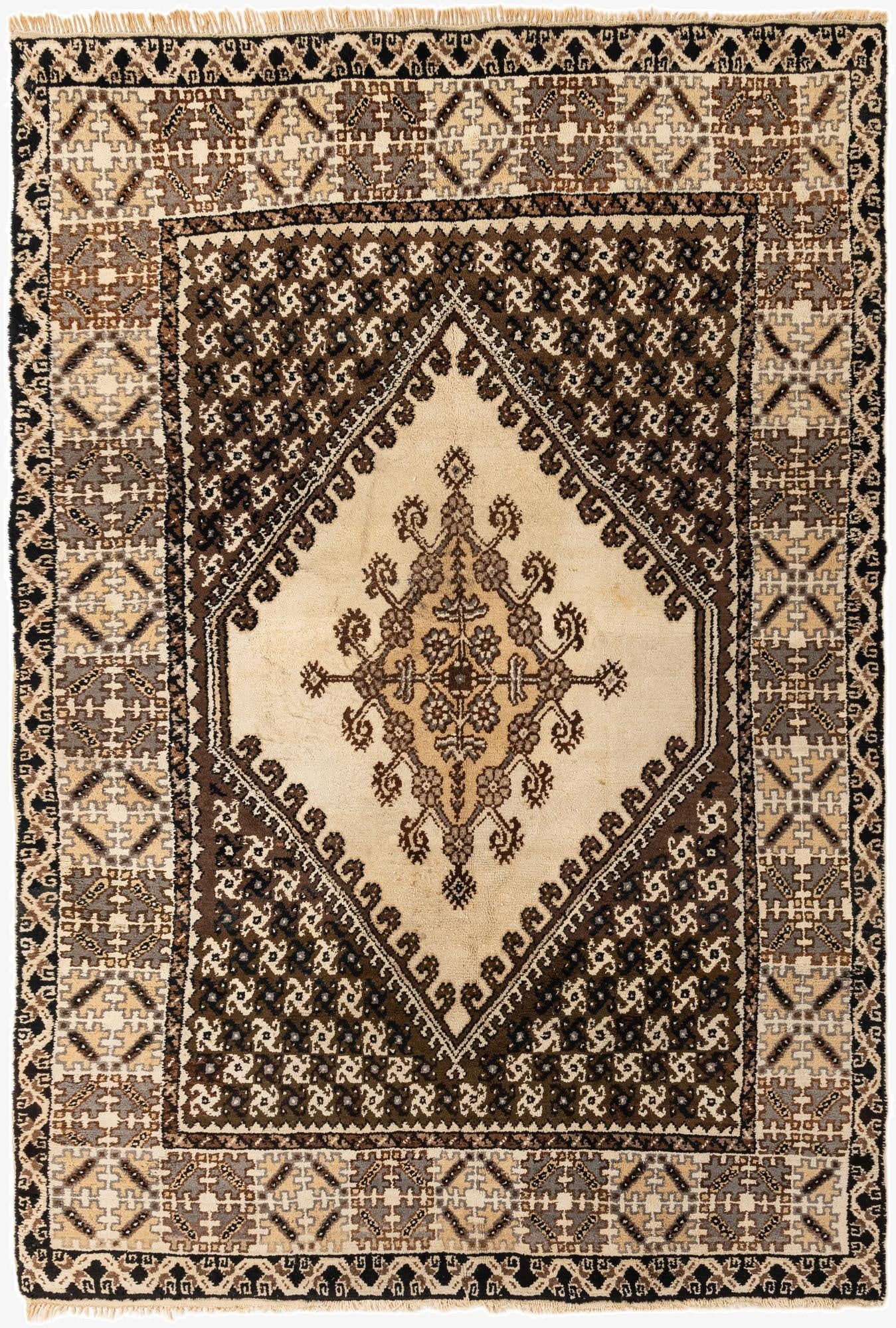  6' 3 x 9' 4  Hand Knotted Moroccan Wool Rug