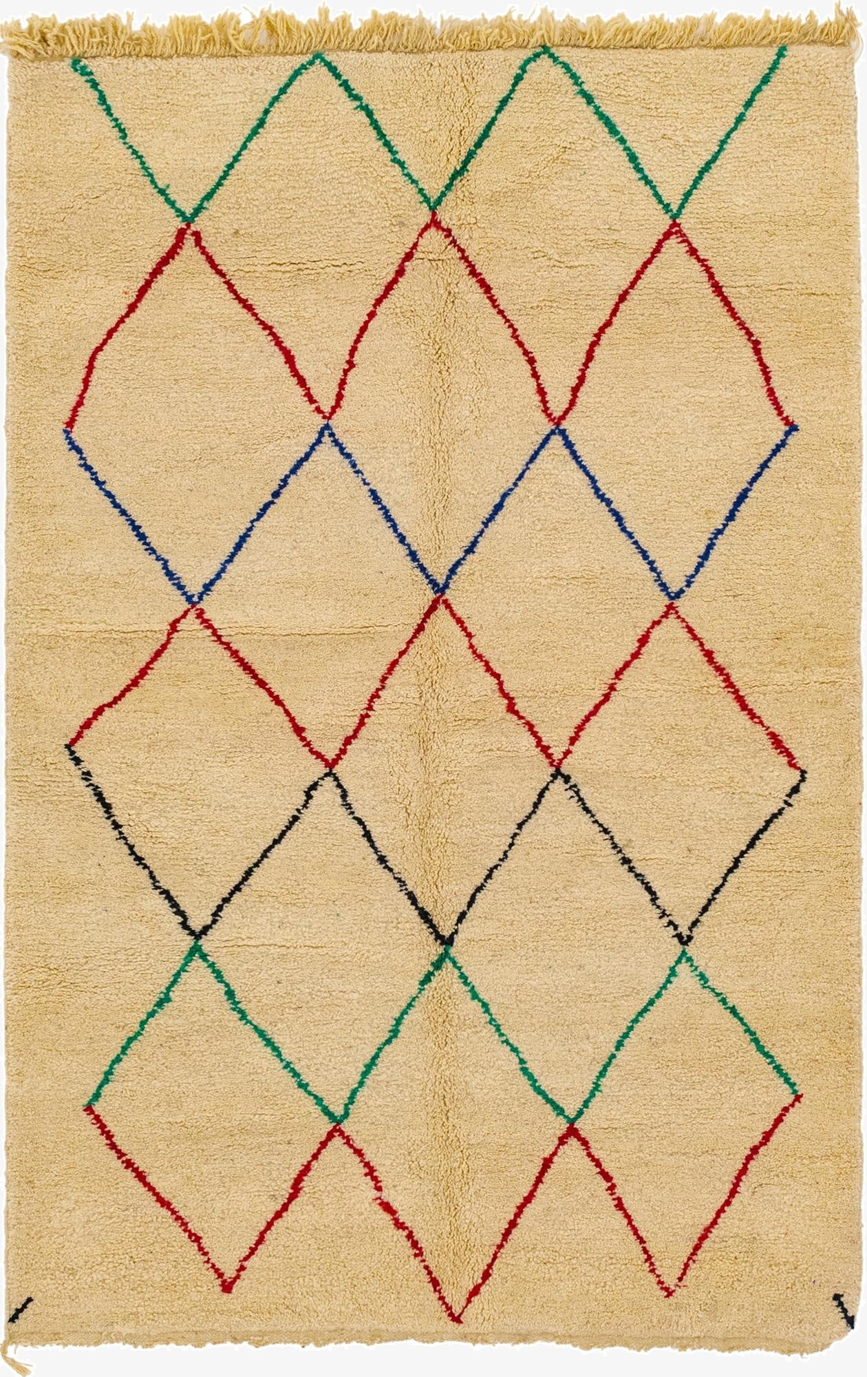  5' 1 x 8' 2  Hand Knotted Moroccan Wool Rug