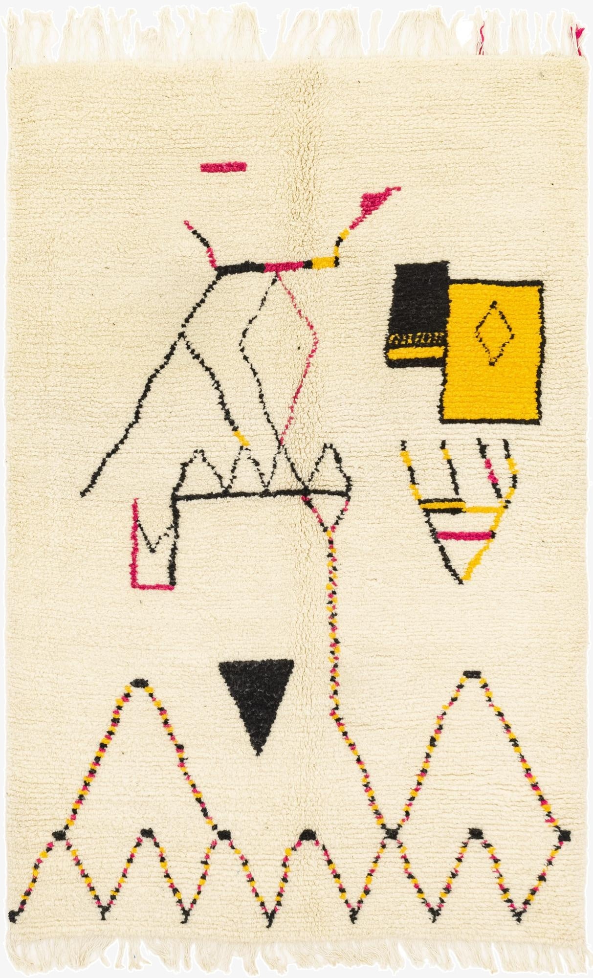  5' 3 x 8' 2  Hand Knotted Moroccan Wool Rug