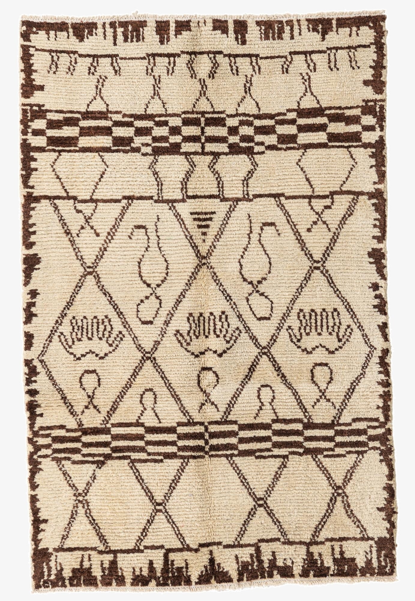  4' 1 x 6' 4  Hand Knotted Moroccan Wool Rug