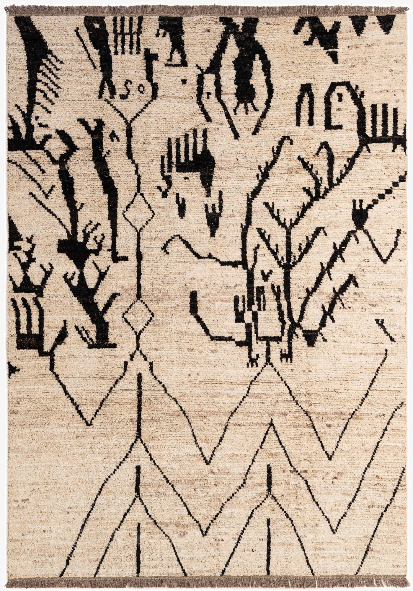  6' 8 x 9' 5  Hand Knotted Moroccan Wool Rug