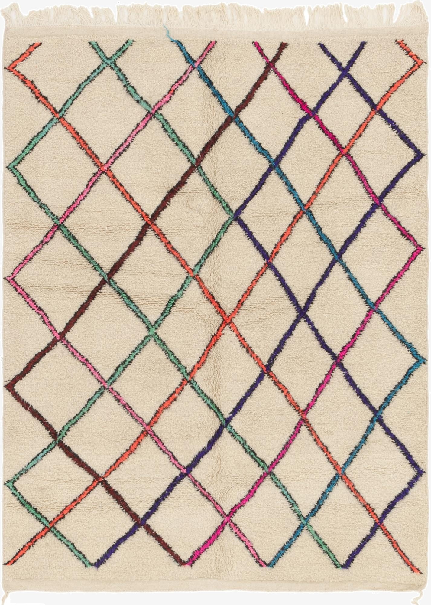  4' 10 x 6' 4  Hand Knotted Moroccan Wool Rug