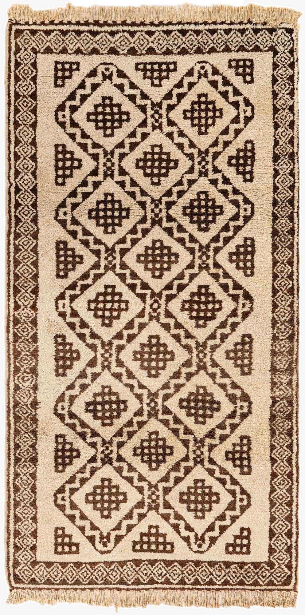  3' 8 x 7'  Hand Knotted Moroccan Wool Rug