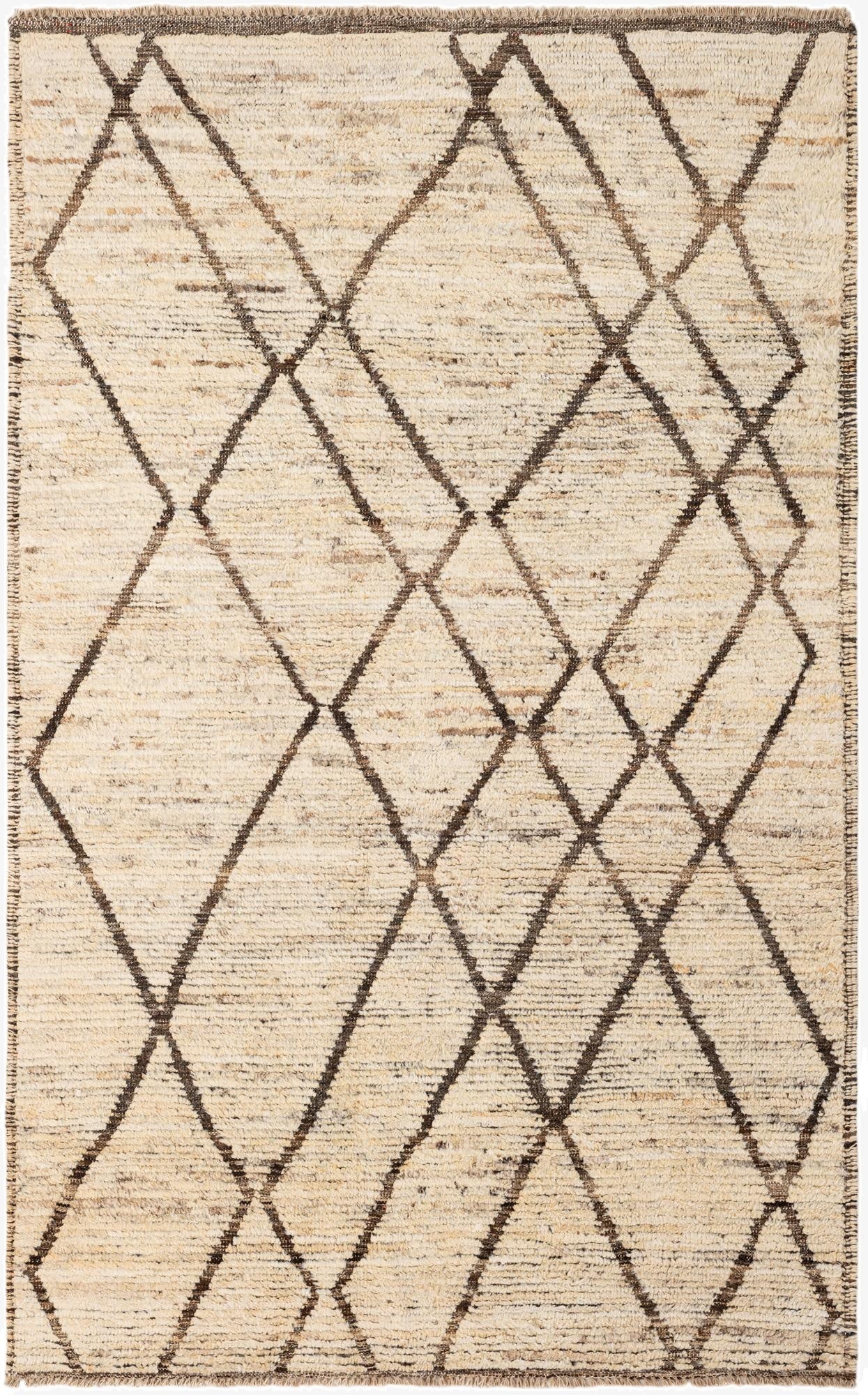  4' 2 x 6' 7  Hand Knotted Moroccan Wool Rug