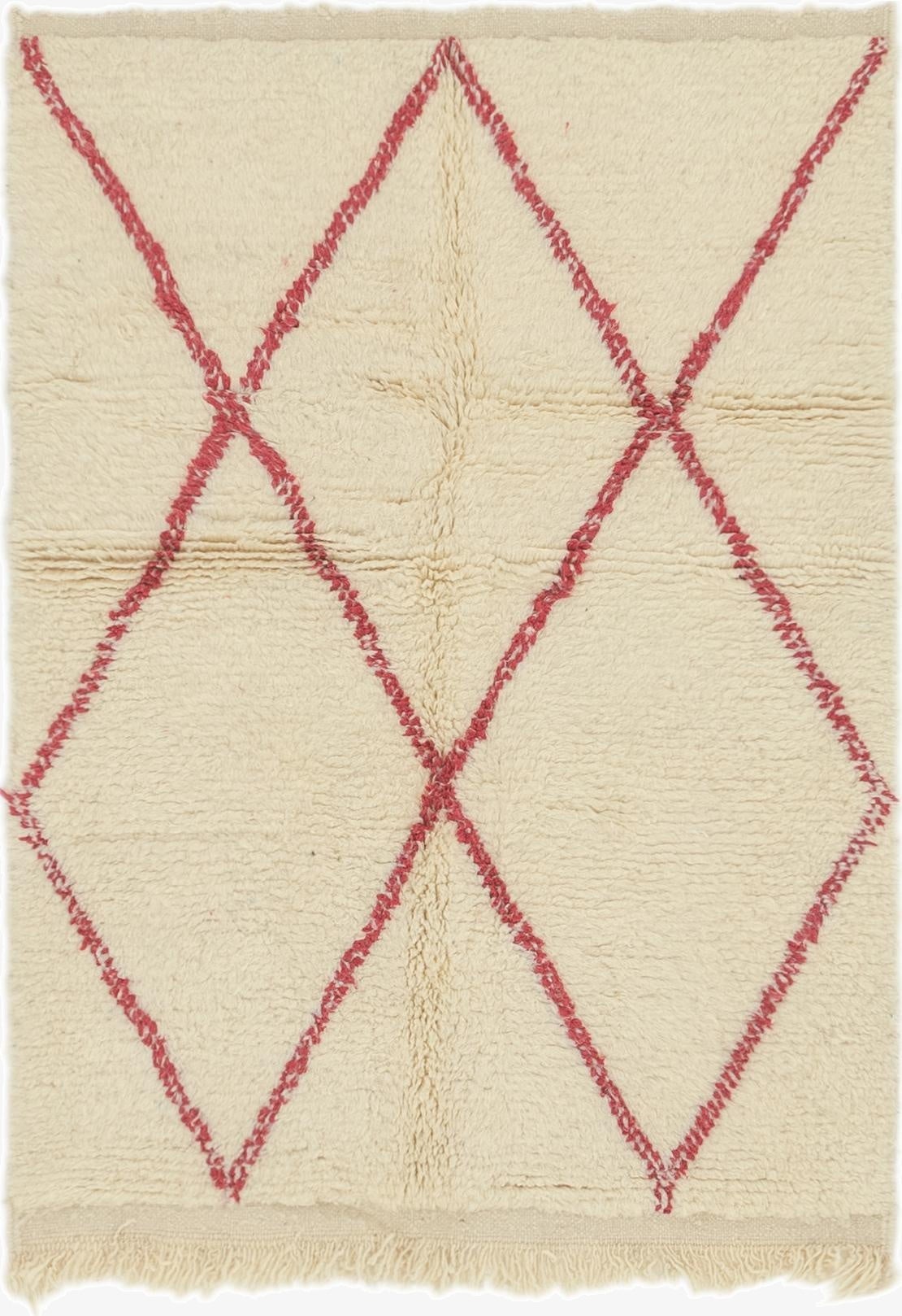  3' 4 x 4' 7  Hand Knotted Moroccan Wool Rug