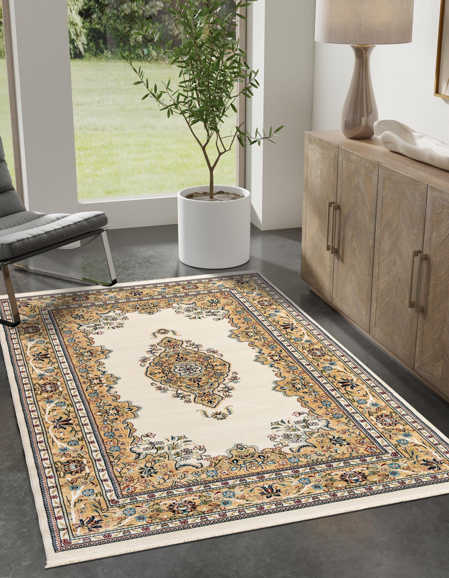 Cream 3' x 5' Nain Design Rug | Rugs.com